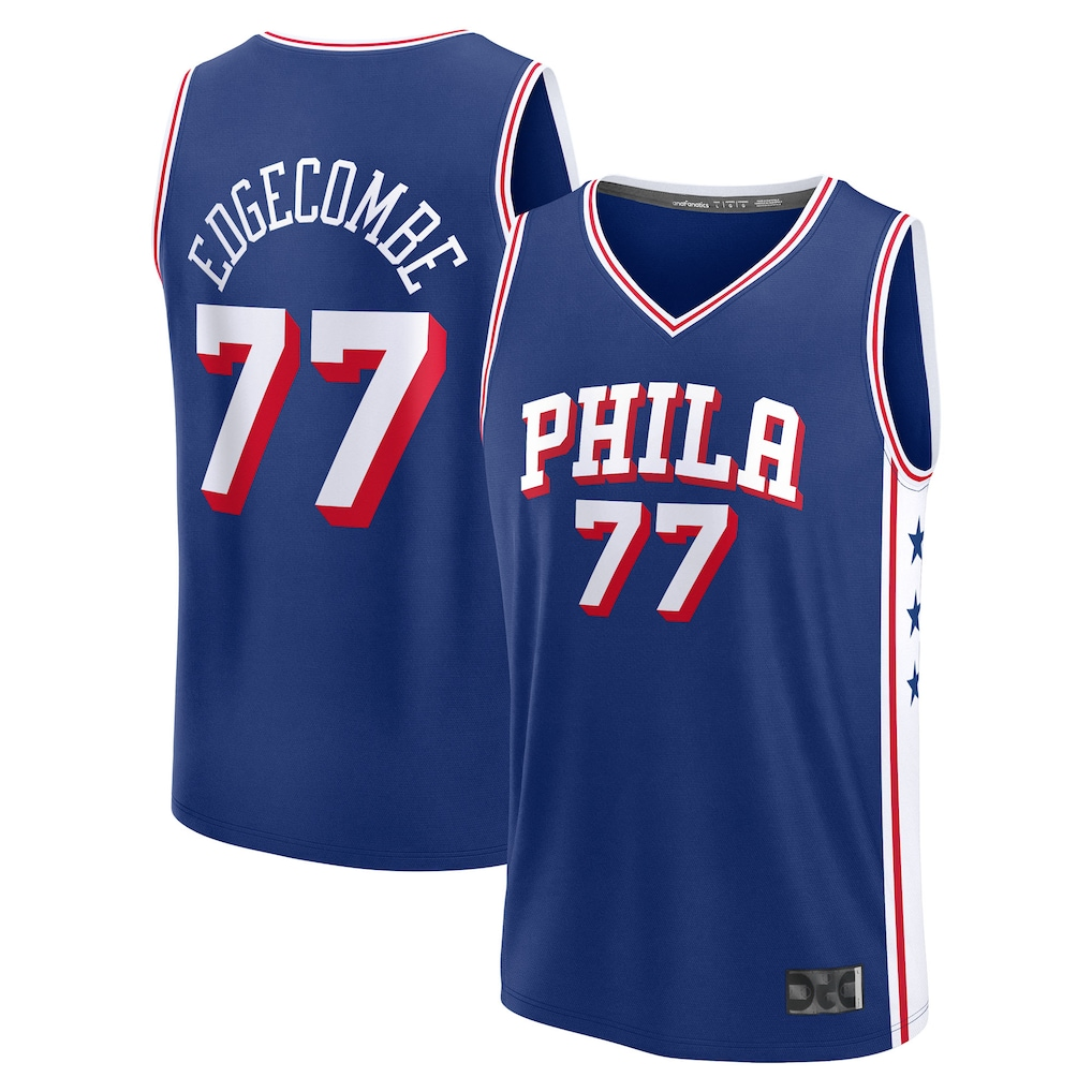 Johmsee P.76ers #77 V. J. Edgecombe Royal 2025 Draft First Round Pick Fast Break Replica Jerseys - Icon Edition