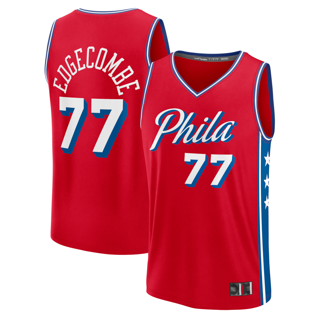 Johmsee P.76ers #77 VJ Edgecombe Red Fast Break Replica Player Jerseys - Statement Edition