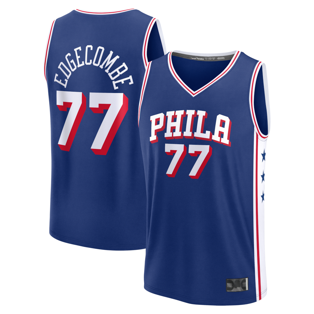 Johmsee P.76ers #77 VJ Edgecombe  Royal Fast Break Jerseys - Icon Edition