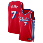 Johmsee P.76ers #7 Jaylen Brown Red Swingman Jerseys - Statement Edition
