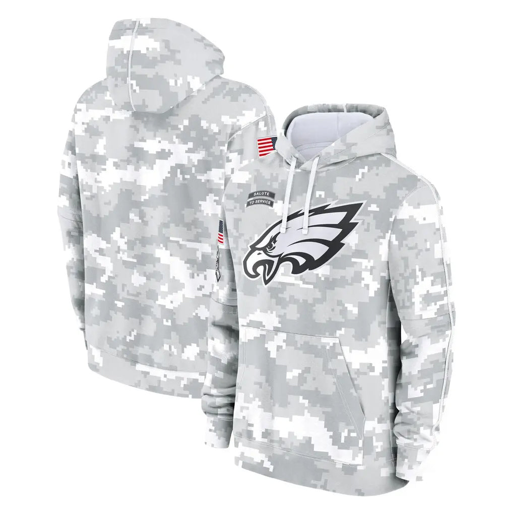 Johmsee P.Eagles Arctic Camo Salute to Service Pullover Hoodies Limited Game Blank Player Stitched Jerseys