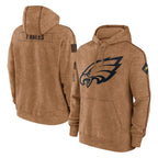 Johmsee P.Eagles Brown Salute to Service Pullover Hoodies Limited Game Blank Player Stitched Jerseys