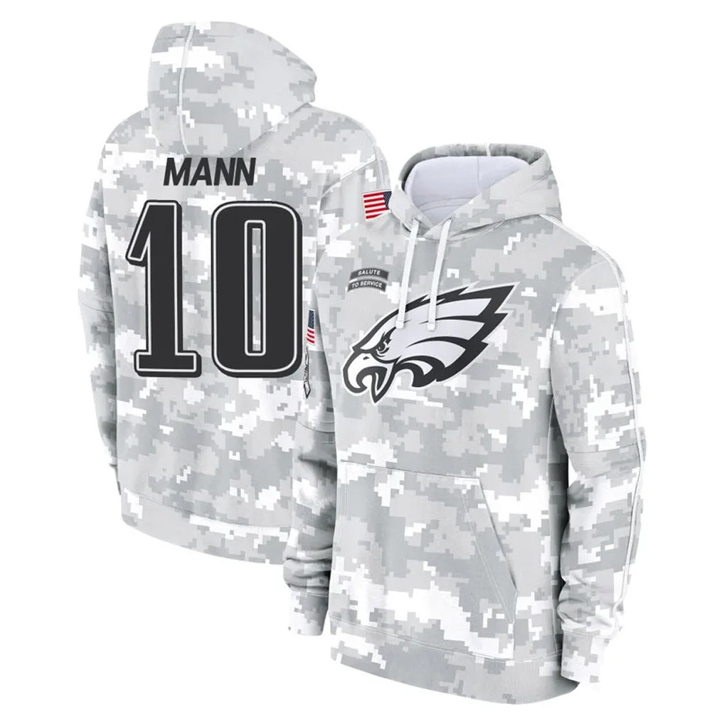 Johmsee P.Eagles #10 Braden Mann Player Arctic Camo Salute to Service Pullover Hoodies Limited Game Stitched Jerseys