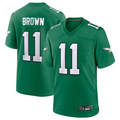 Johmsee P.Eagles #11 A.J. Brown Green Alternate Game Player Stitched American Stitched Jerseys