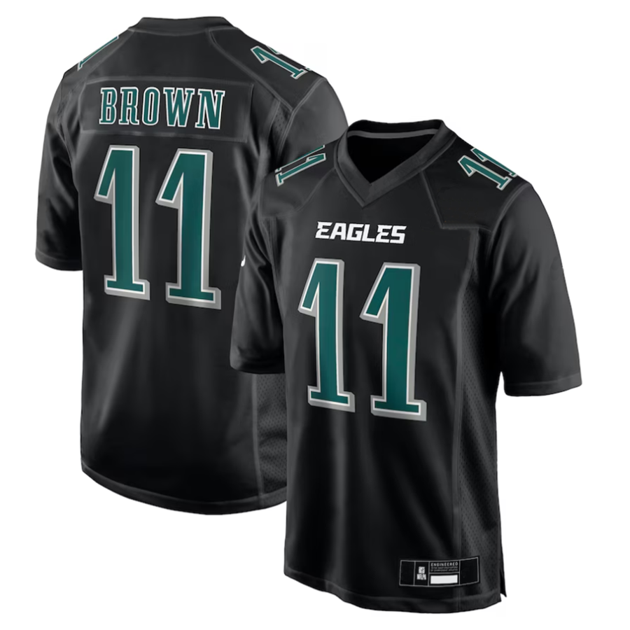 Johmsee P.Eagles #11 A.J. Brown Player Black Fashion Game Stitched Jerseys