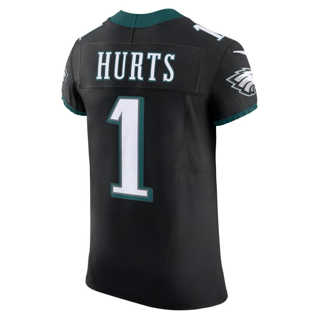 JohmseeP.Eagles #1 Jalen Hurts Black Alternate Vapor F.U.S.E. Elite Stitched Jerseys