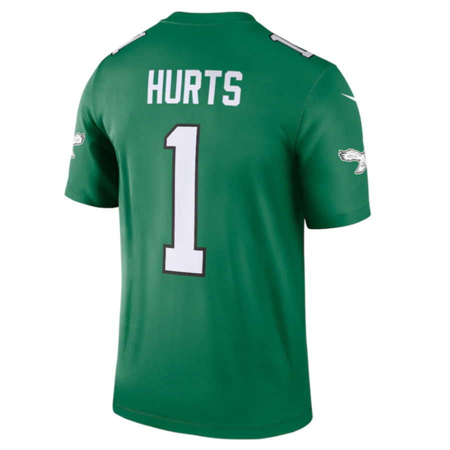 Johmsee P.Eagles #1 Jalen Hurts Green Alternate Legend Player Stitched American Stitched Jersey