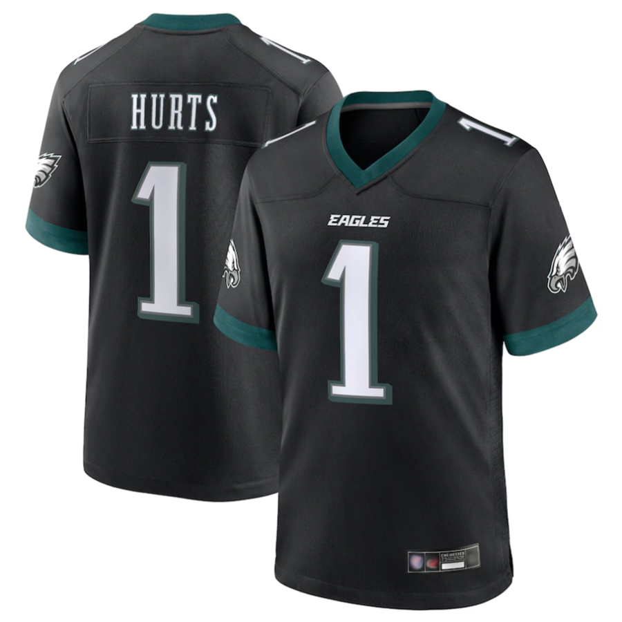 Johmsee P.Eagles #1 Jalen Hurts Player Black Game Stitched Jerseys