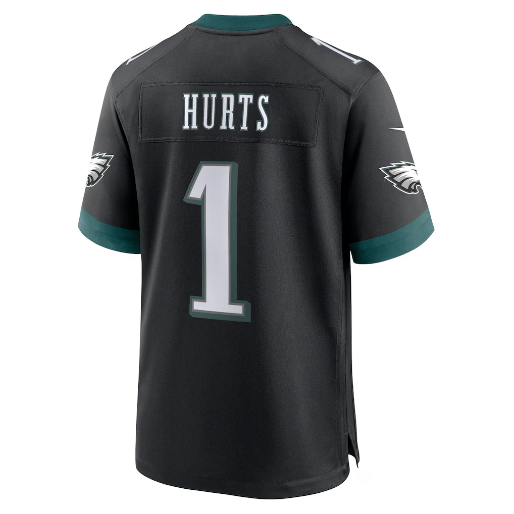Johmsee P.Eagles #1 Jalen Hurts Player Black Home Game Stitched Jerseys