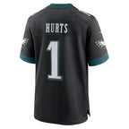 Johmsee P.Eagles #1 Jalen Hurts Player Black Home Game Stitched Jerseys