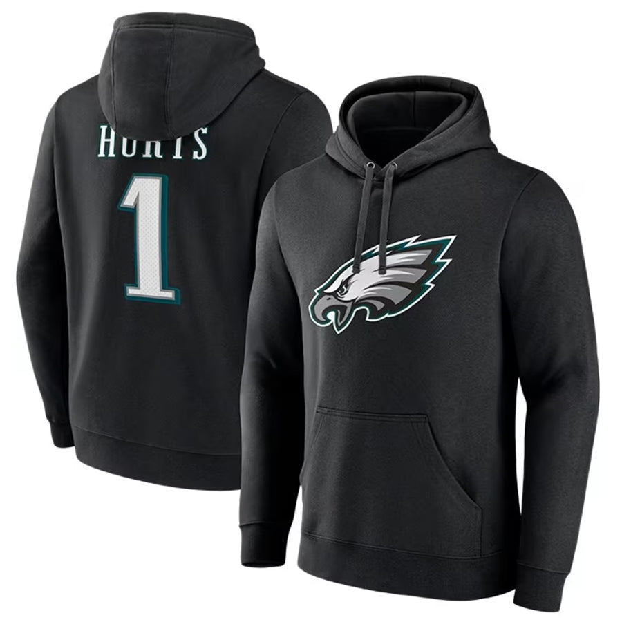 Johmsee P.Eagles #1 Jalen Hurts Player Black Military Hoodie Game Stitched Jerseys