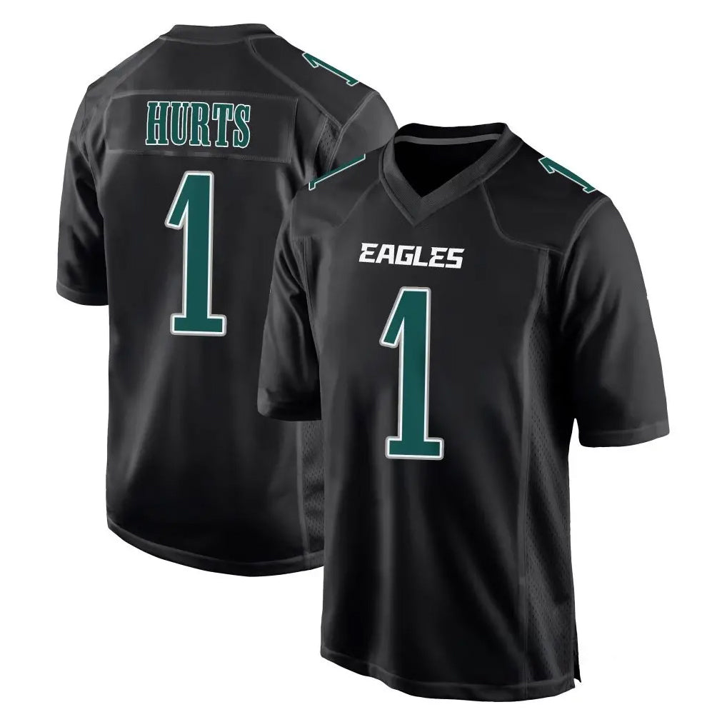 Johmsee P.Eagles #1 Jalen Hurts Player Carbon Black Fashion Home Game Stitched Jerseys