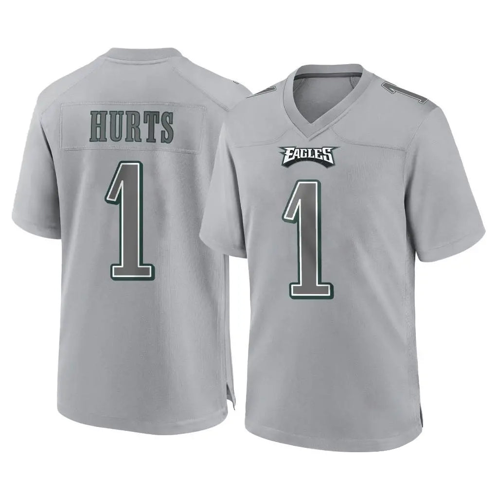 Johmsee P.Eagles #1 Jalen Hurts Player Gray Atmosphere Fashion Home Game Stitched Jerseys