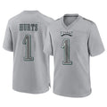 Johmsee P.Eagles #1 Jalen Hurts Player Gray Atmosphere Fashion Home Game Stitched Jerseys