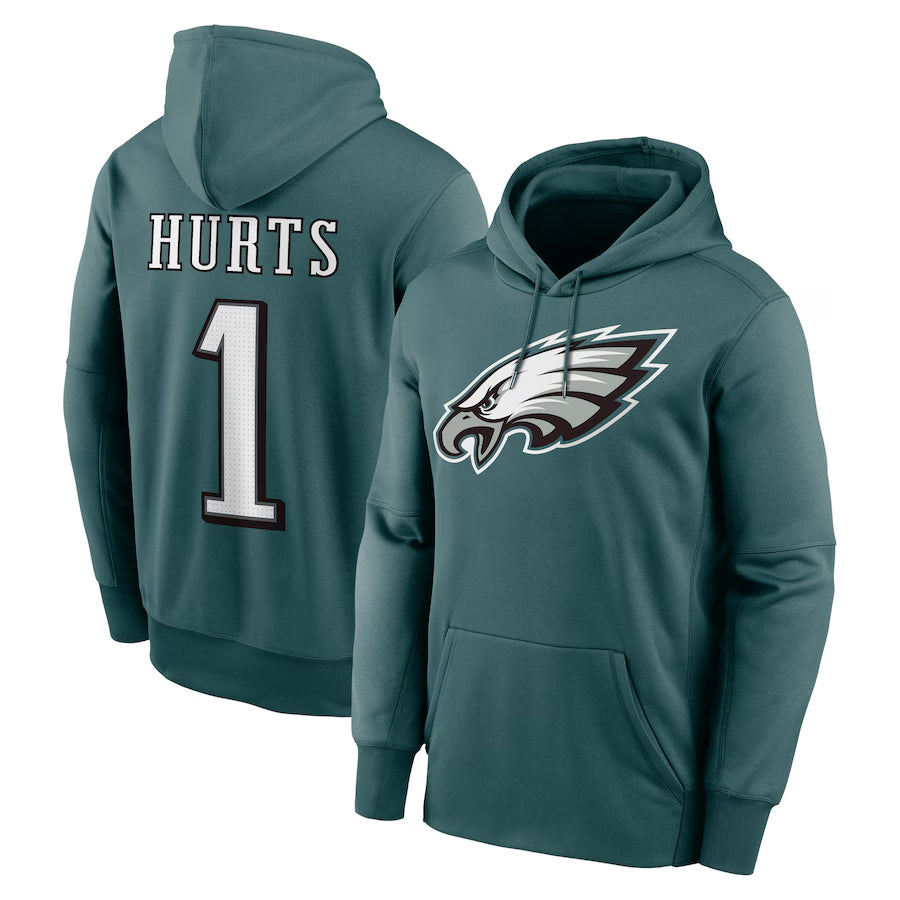 Johmsee P.Eagles #1 Jalen Hurts Player Green Military Hoodie Game Stitched Jerseys