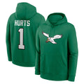 Johmsee P.Eagles #1 Jalen Hurts Player Green Pullover Hoodies Home Game Stitched Jerseys