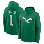 Johmsee P.Eagles #1 Jalen Hurts Player Green Pullover Hoodies Home Game Stitched Jerseys