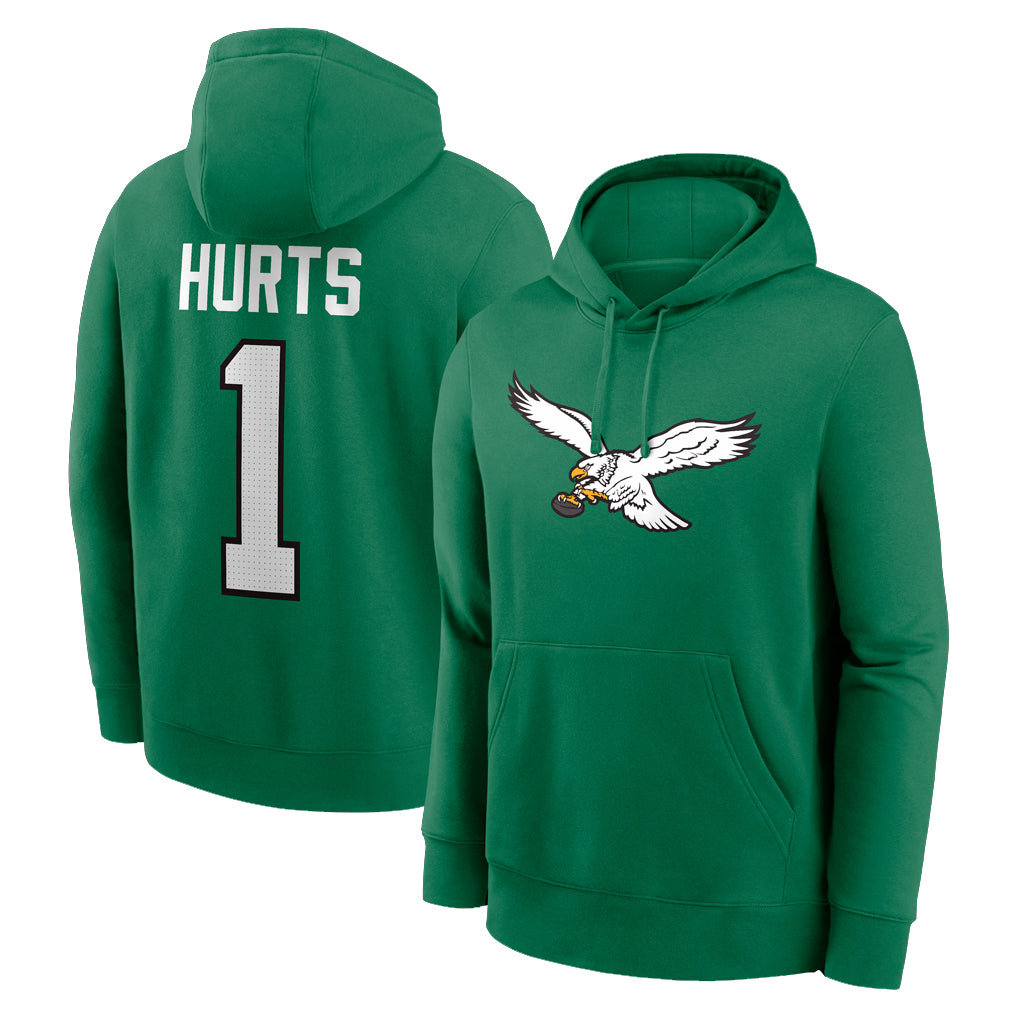 Johmsee P.Eagles #1 Jalen Hurts Player Green Pullover Hoodies Home Game Stitched Jerseys