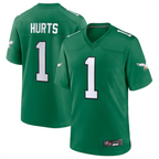 Johmsee P.Eagles #1 Jalen Hurts Player Kelly Green Game Stitched Jerseys