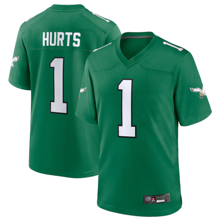 Johmsee P.Eagles #1 Jalen Hurts Player Kelly Green Game Stitched Jerseys