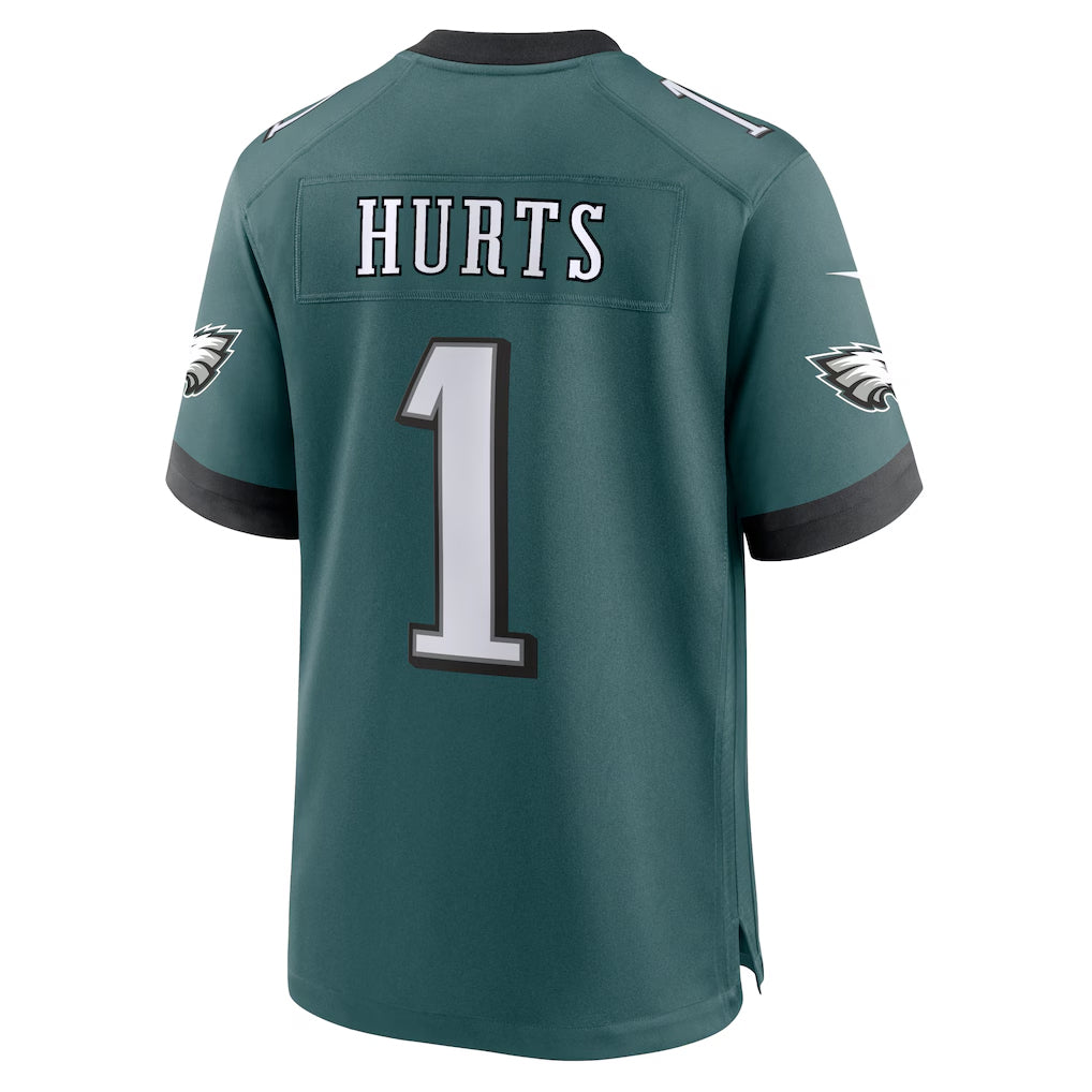 Johmsee P.Eagles #1 Jalen Hurts Player Midnight Green Home Game Stitched Jerseys
