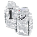 Johmsee P.Eagles #1 Jalen Hurts Player Military Hoodie Arctic Camo Salute To Service Stitched Jerseys