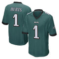 Johmsee P.Eagles #1 Jalen Hurts Player Team Color Green Home Game Stitched Jerseys