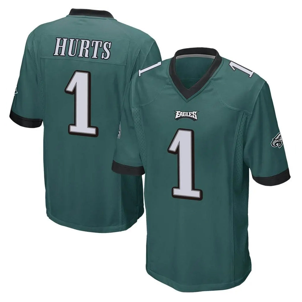 Johmsee P.Eagles #1 Jalen Hurts Player Team Color Green Home Game Stitched Jerseys