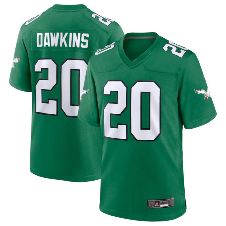 Johmsee P.Eagles #20 Brian Dawkins Green Alternate Retired Player Game Stitched American Stitched Jerseys
