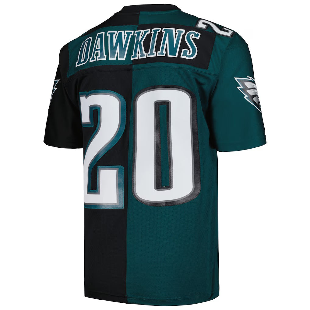 Johmsee P.Eagles #20 Brian Dawkins Mitchell & Ness Midnight Green-Black Split Legacy Replica Stitched Jerseys