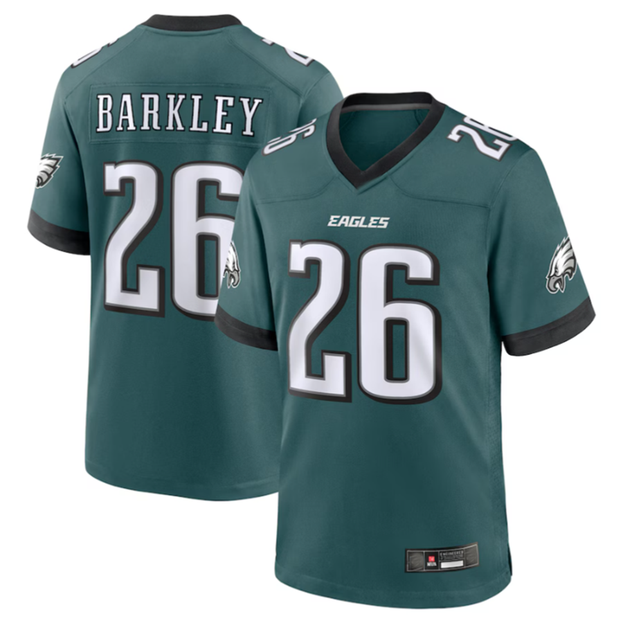 Johmsee P.Eagles #26 Saquon Barkley Midnight Green Game Player Jersey Stitched American Stitched Jersey