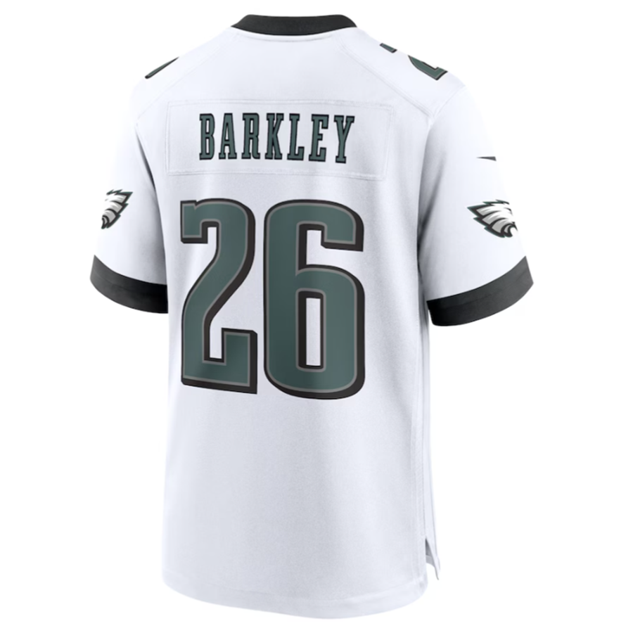 Johmsee P.Eagles #26 Saquon Barkley Midnight White Game Player Jersey Stitched American Stitched Jersey