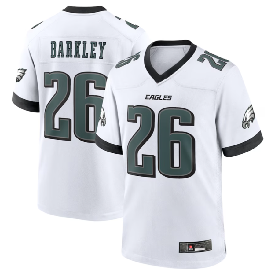 Johmsee P.Eagles #26 Saquon Barkley Midnight White Game Player Stitched American Stitched Jerseys