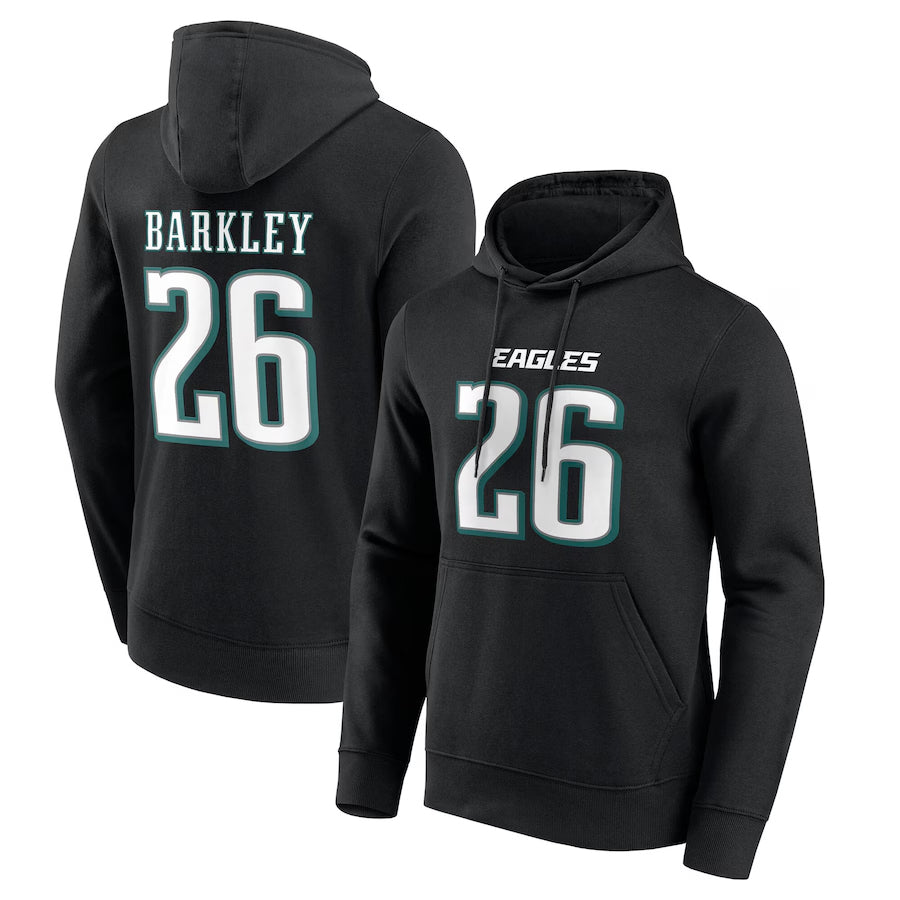 Johmsee P.Eagles #26 Saquon Barkley Player Black Graphic Hoodie Stitched Jerseys