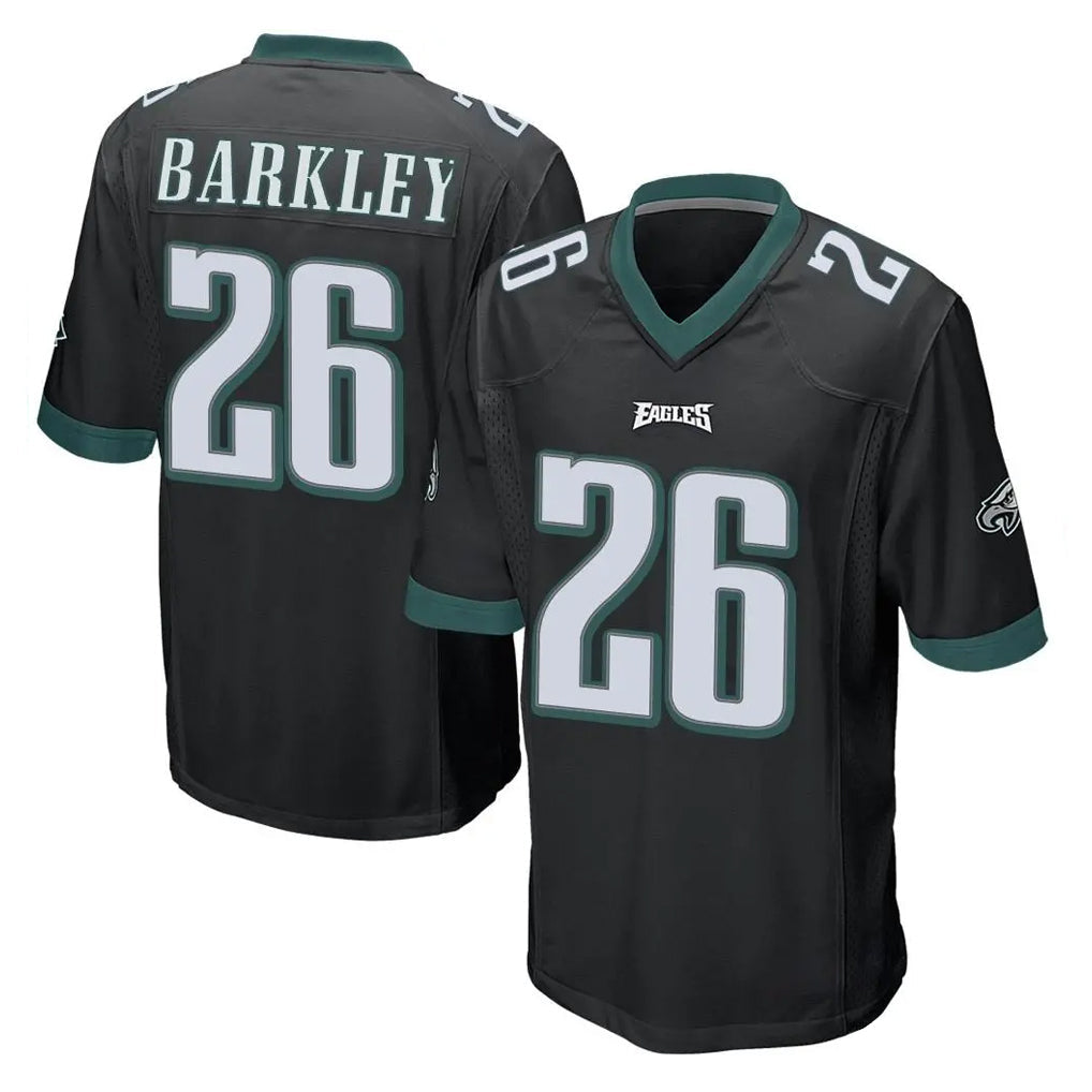 Johmsee P.Eagles #26 Saquon Barkley Player Black Home Game Stitched Jerseys