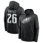 Johmsee P.Eagles #26 Saquon Barkley Player Black Pullover Hoodies Home Game Stitched Jerseys