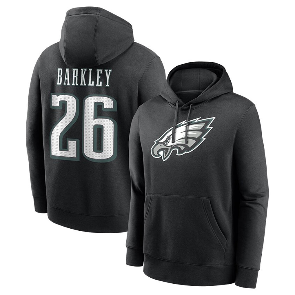 Johmsee P.Eagles #26 Saquon Barkley Player Black Pullover Hoodies Home Game Stitched Jerseys