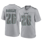 Johmsee P.Eagles #26 Saquon Barkley Player Gray Atmosphere Fashion Home Game Stitched Jerseys