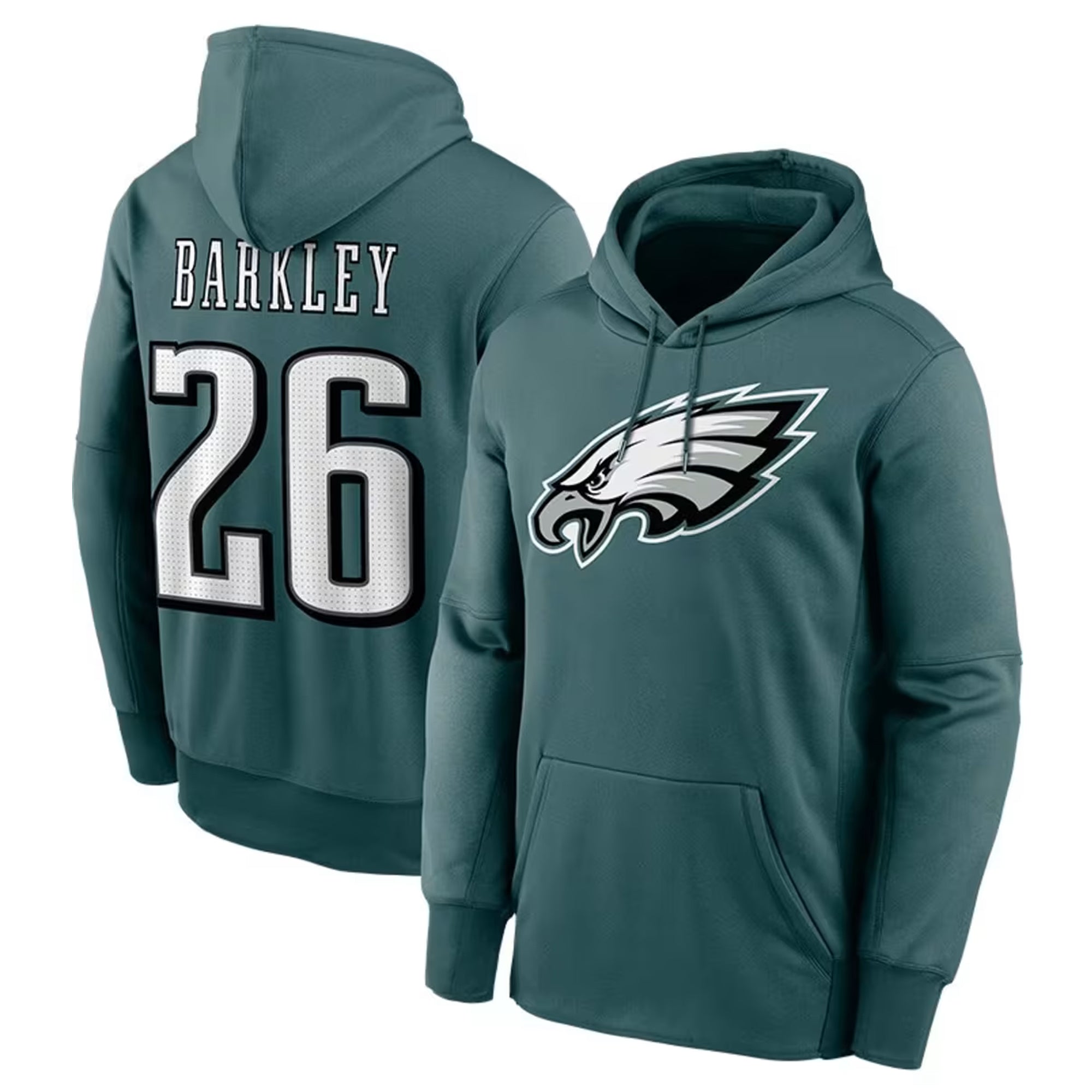 Johmsee P.Eagles #26 Saquon Barkley Player Green Pullover Hoodie Stitched Jerseys