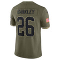 Johmsee P.Eagles #26 Saquon Barkley Player Salute To Service Olive Stitched Jerseys
