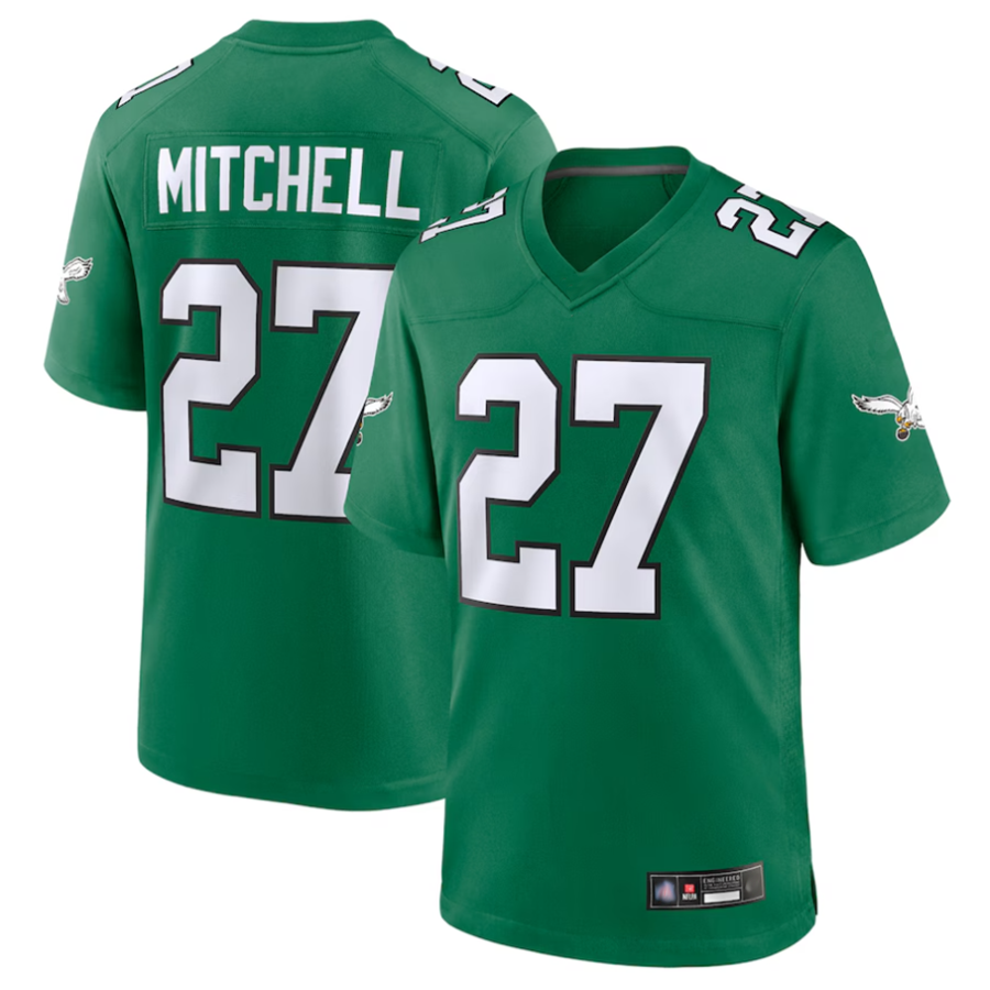 Johmsee P.Eagles #27 Quinyon Mitchell Player Kelly Green Replica Game Stitched Jerseys