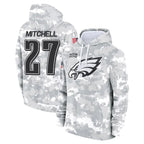 Johmsee P.Eagles #27 Quinyon Mitchell Player Military Hoodie Arctic Camo Salute To Service Stitched Jerseys