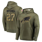 Johmsee P.Eagles #27 Quinyon Mitchell Player Olive Salute to Service Pullover Hoodies Home Game Stitched Jerseys
