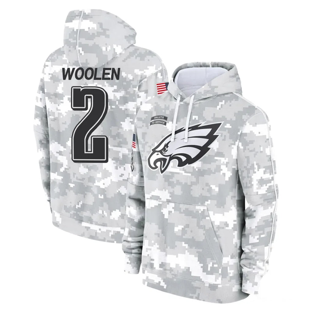 Johmsee P.Eagles #2 Riq Woolen Player Arctic Camo Salute to Service Pullover Hoodies Limited Game Stitched Jerseys