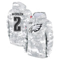 Johmsee P.Eagles #2 Riq Woolen Player Arctic Camo Salute to Service Pullover Hoodies Limited Game Stitched Jerseys
