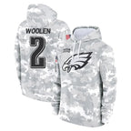 Johmsee P.Eagles #2 Riq Woolen Player Arctic Camo Salute to Service Pullover Hoodies Limited Game Stitched Jerseys