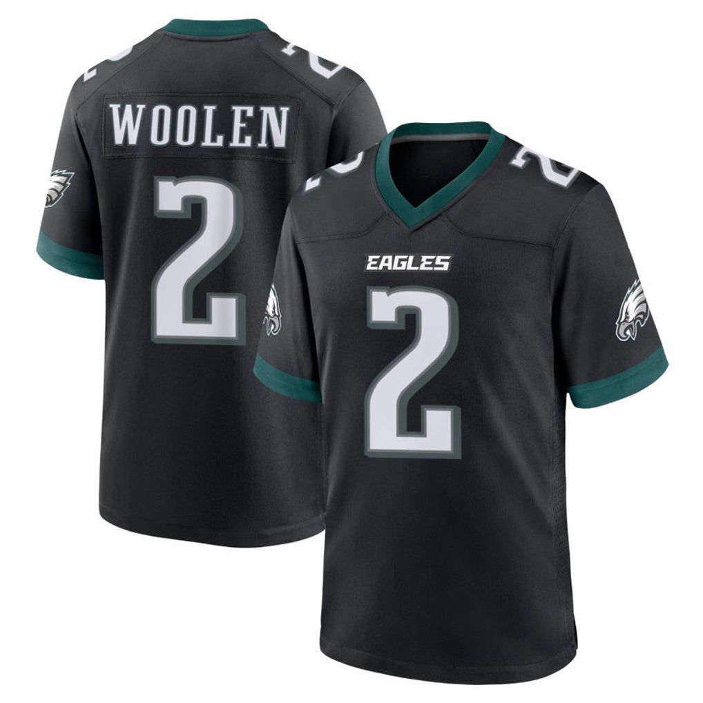 Johmsee P.Eagles #2 Riq Woolen Player Black Game Home Stitched Jerseys
