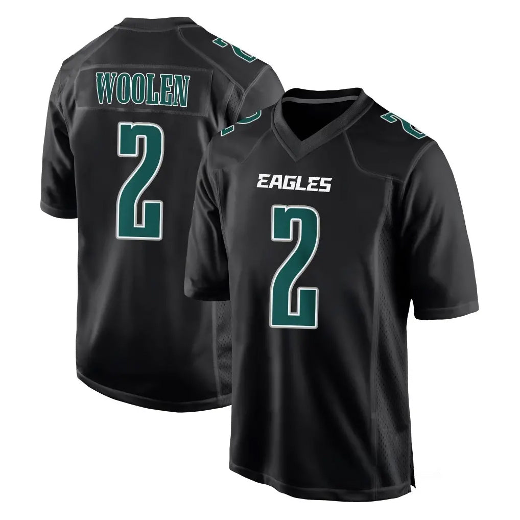 Johmsee P.Eagles #2 Riq Woolen Player Carbon Black Fashion Home Game Stitched Jerseys