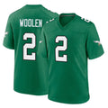 Johmsee P.Eagles #2 Riq Woolen Player Green Kelly Alternate Home Game Stitched Jerseys