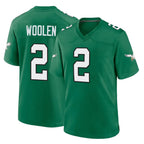 Johmsee P.Eagles #2 Riq Woolen Player Green Kelly Alternate Home Game Stitched Jerseys
